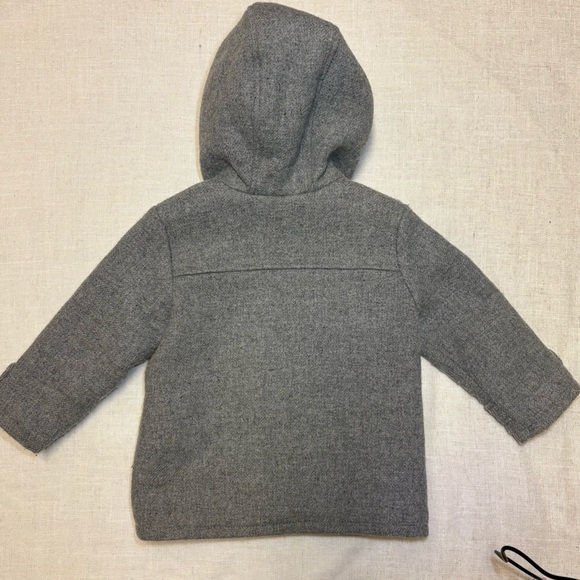 Zara Baby Boy Kids 3T 4T Wool Blend Grey Snap Pea Coat Winter Dress Fancy Pocket - Picture 2 of 6